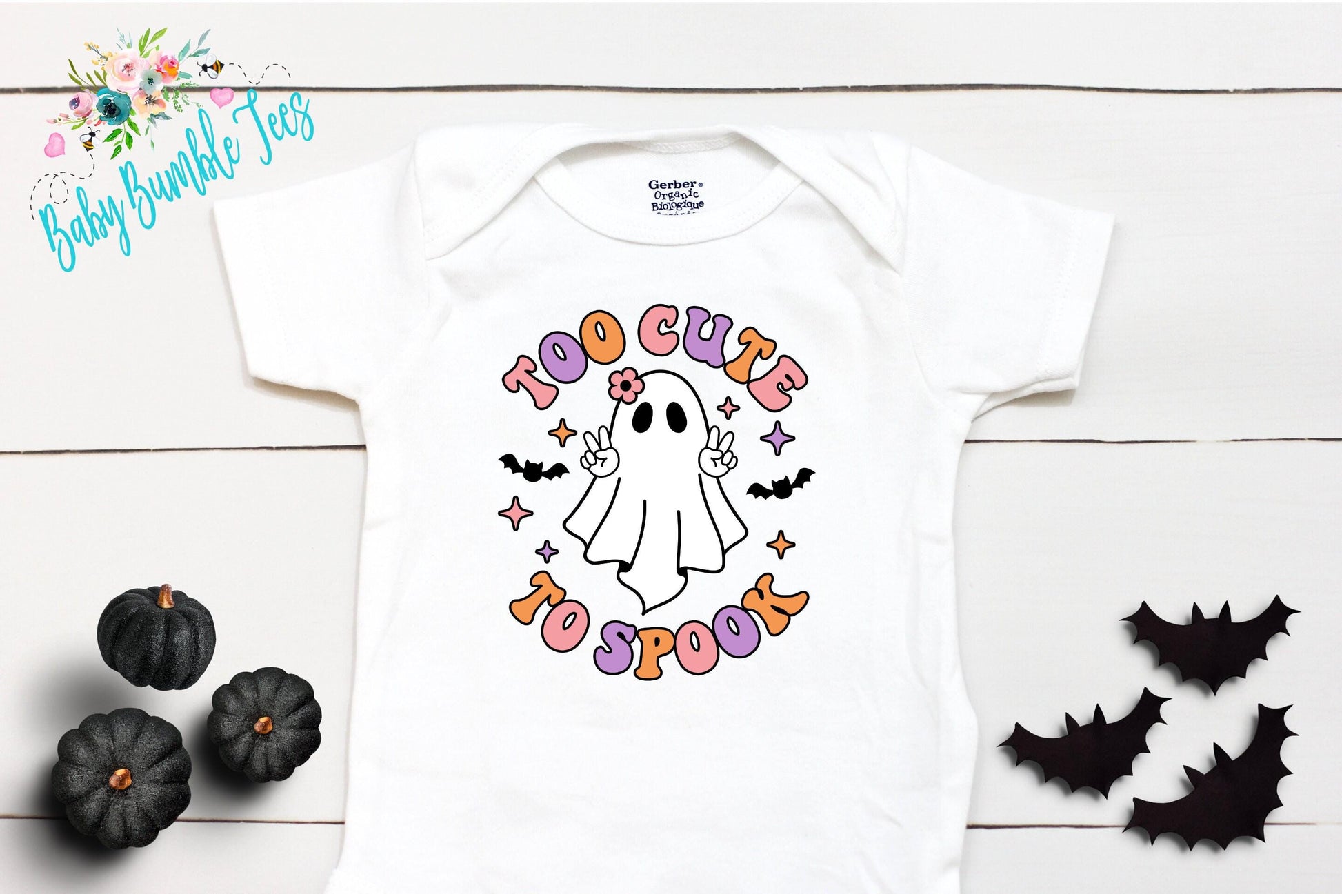 Too Cute To Spook Bodysuit // Girls Halloween // Ghost Kids Shirt // Kids Halloween Shirt // Retro Halloween // Fall Shirt / Onesies® Brand