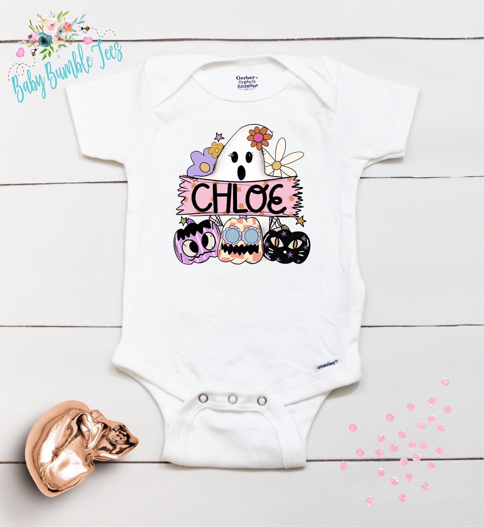 Girls Ghost Bodysuit // Personalized Name // Pumpkin Patch // Kids Halloween Shirt // Girls Halloween Shirt // Retro Shirt // Onesies® Brand