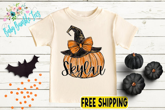 Halloween Pumpkin Shirt // Personalized Name T-Shirt // Pumpkin Patch // Custom Name // Toddler shirt / Kids Shirt / Girls Halloween Shirt