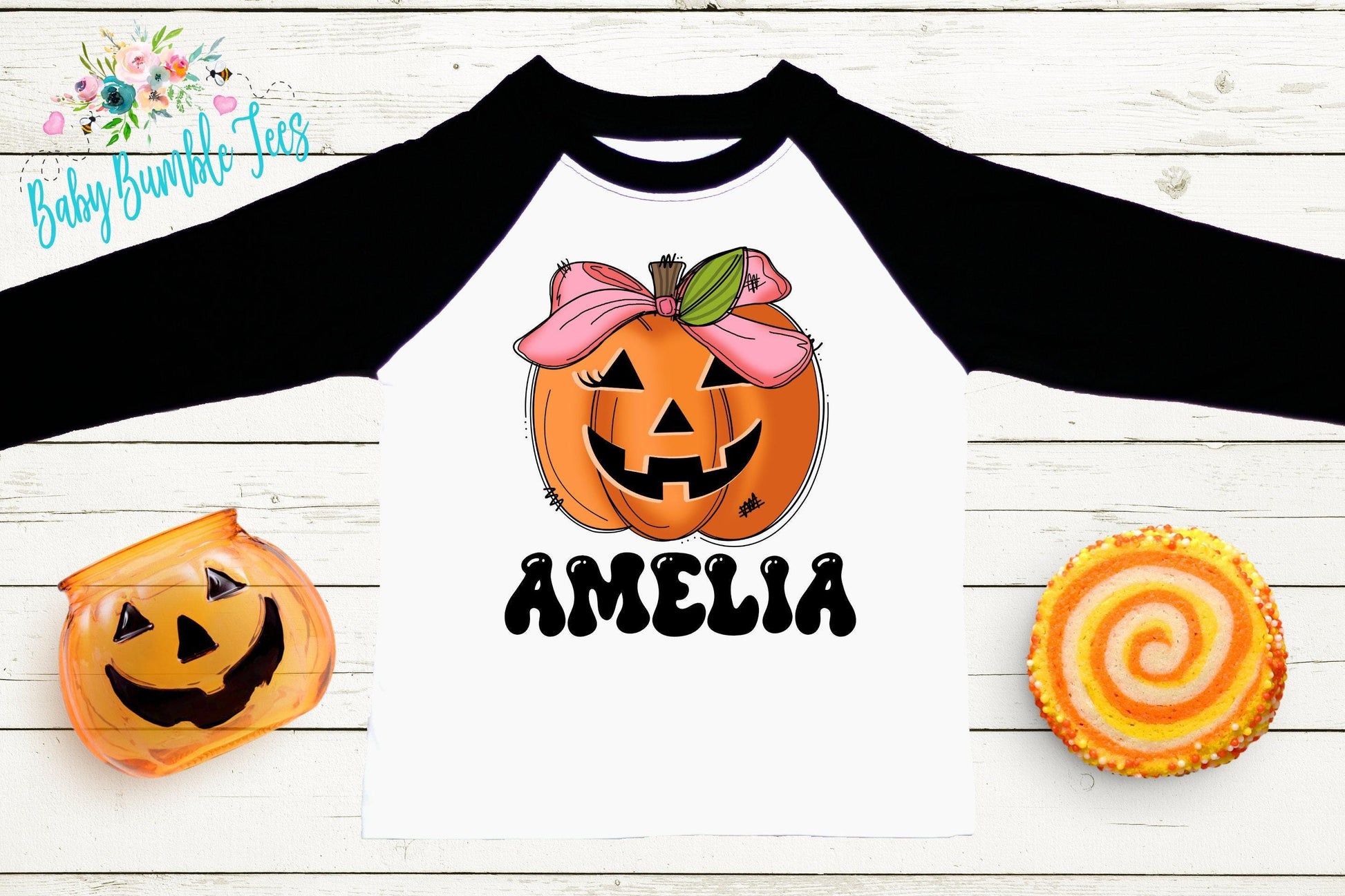 Girls Pumpkin Halloween Shirt // Personalized Name T-Shirt // Pumpkin Patch // Custom Name // Toddler Tshirt // Kids Shirt / Retro Halloween