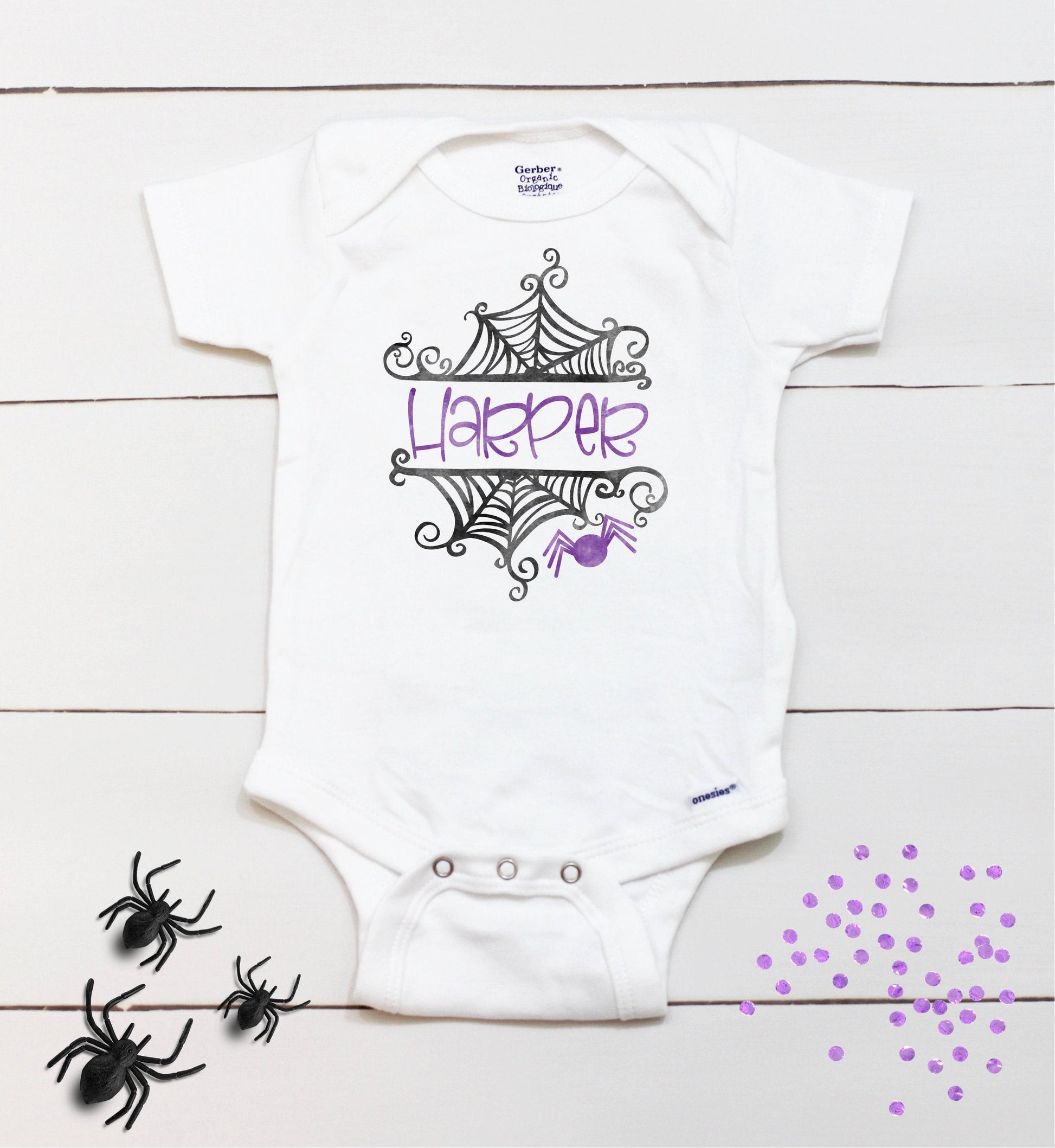 Spider Web Name // Spider Web // Halloween // Baby Girl // Girls Halloween // First Halloween // Kids Shirt Onesies® Brand