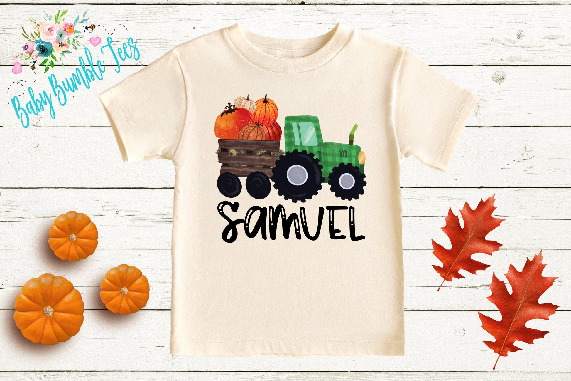 Boys Fall Tractor Shirt - Kids Farm Pumpkin Patch Shirt - Personalized Custom Name Tee - Boys Halloween Shirt - Halloween Toddler Shirt