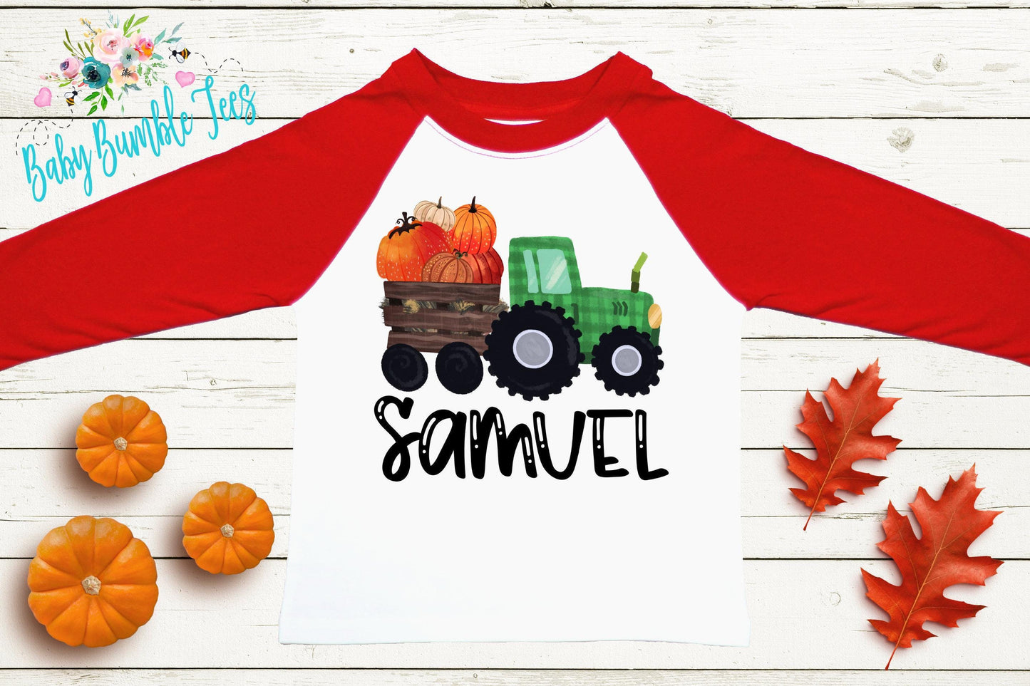 Boys Fall Tractor Shirt - Kids Farm Pumpkin Patch Shirt - Personalized Custom Name Tee - Boys Halloween Shirt - Halloween Toddler Shirt