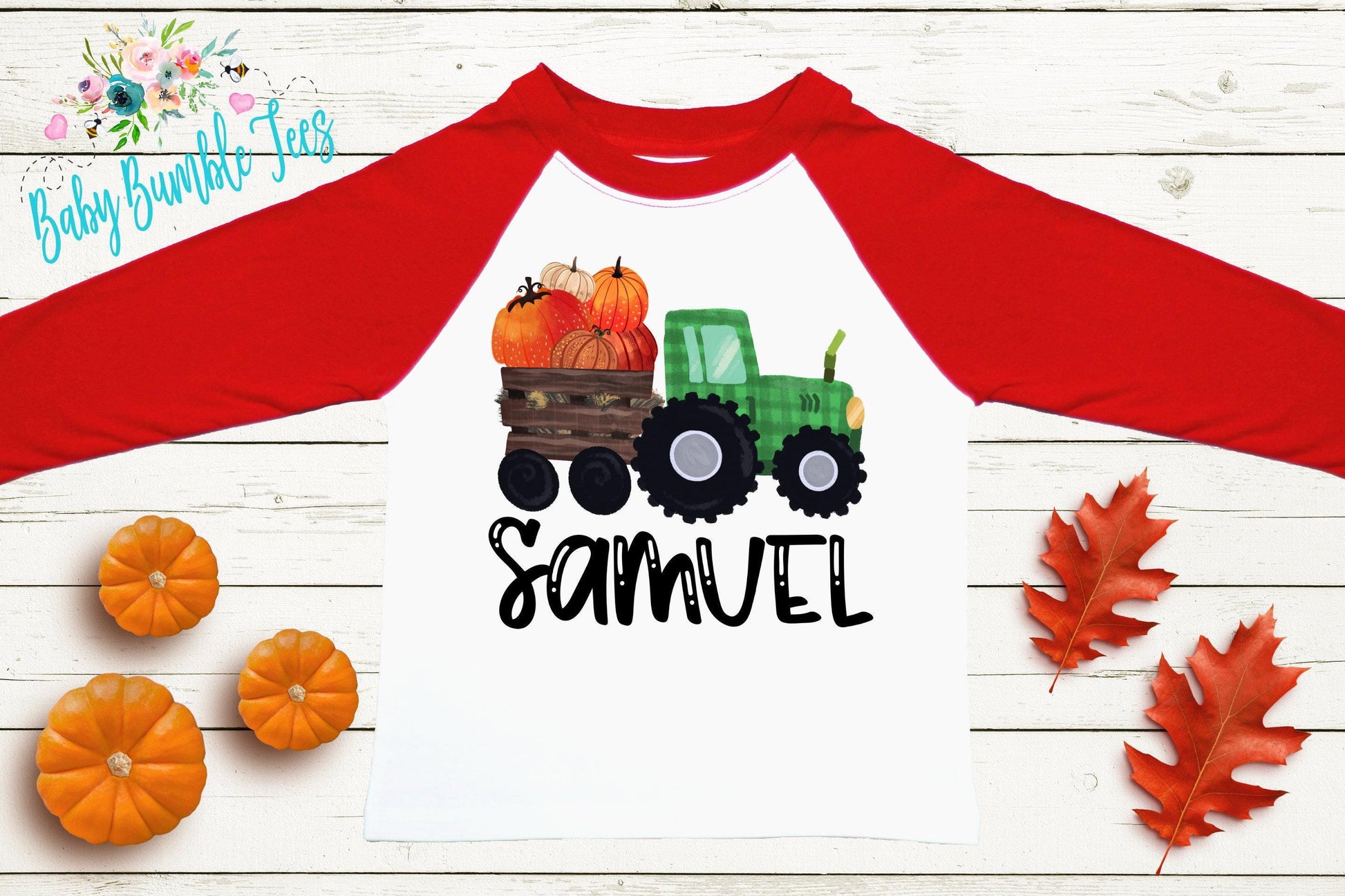 Boys Fall Tractor Shirt - Kids Farm Pumpkin Patch Shirt - Personalized Custom Name Tee - Boys Halloween Shirt - Halloween Toddler Shirt