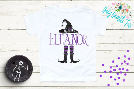 Witch Name Shirt // Personalized Name // Girls Halloween Shirt // Witch Hat // Toddler Shirt // Kids Shirt // Kids Halloween Shirt // Legs