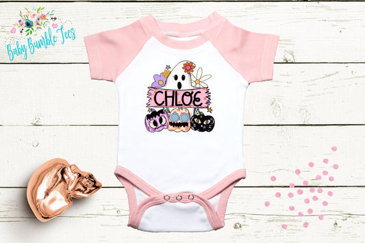 Girls Ghost Bodysuit // Personalized Name // Pumpkin Patch // Kids Halloween Shirt // Girls Halloween Shirt // Retro Shirt // Onesies® Brand