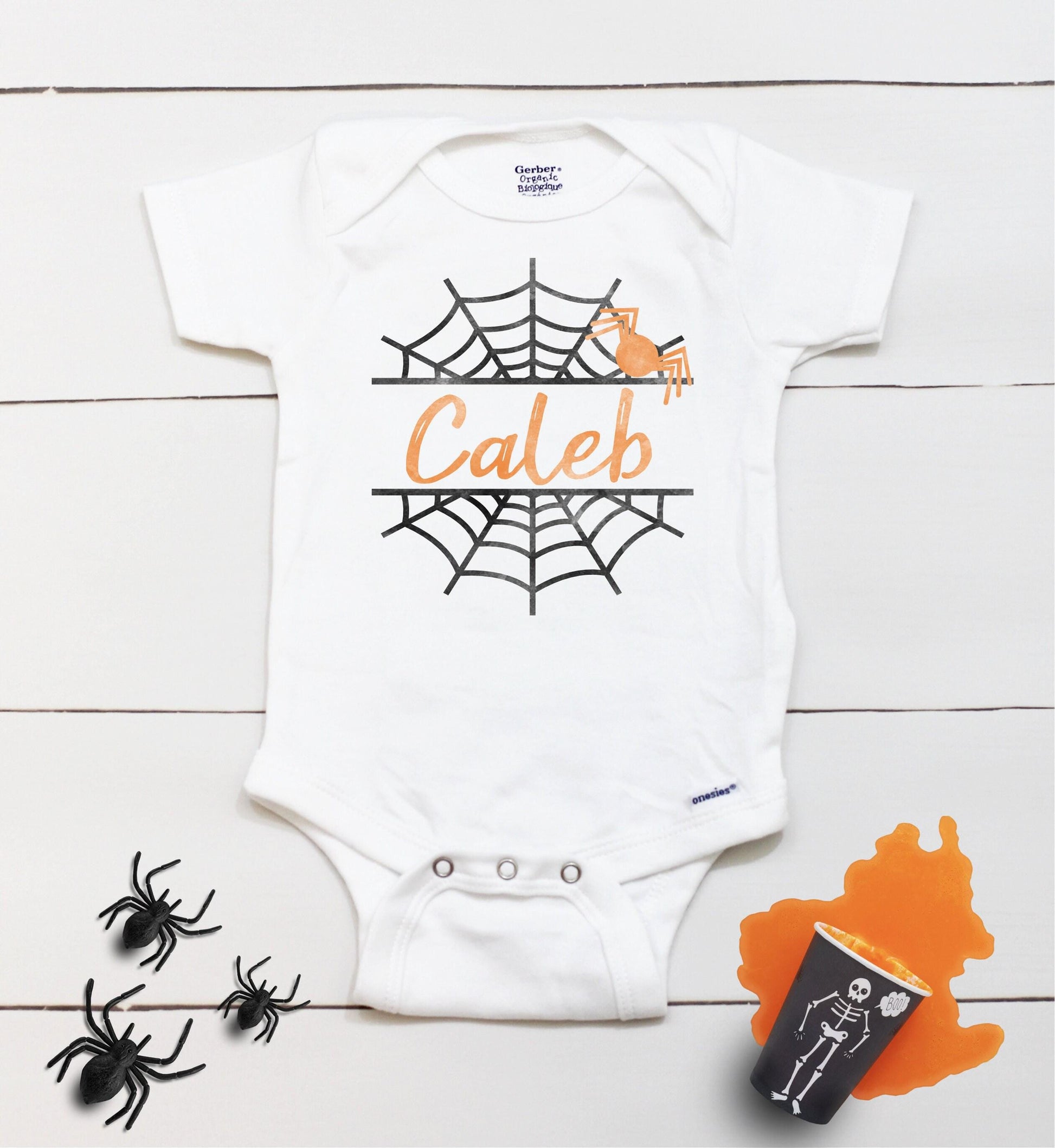 Spider Web Name // Spider Web // Halloween // Baby Boy // Boys Halloween // First Halloween // Kids Shirt Onesies® Brand