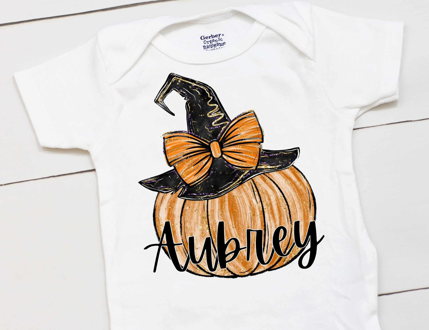 Halloween Pumpkin Onesie // Personalized Name Onesie // Pumpkin Patch // Custom Name // Kids T Shirt // Witch Hat // Girls Halloween Onesie