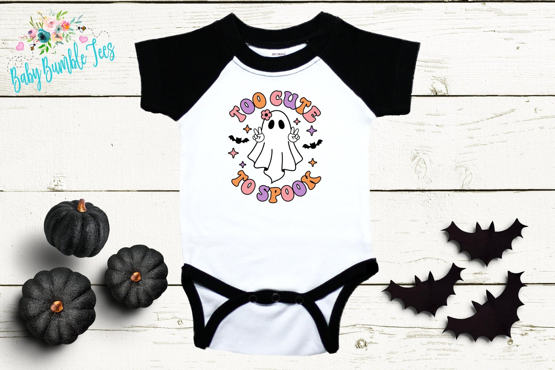 Too Cute To Spook Bodysuit // Girls Halloween // Ghost Kids Shirt // Kids Halloween Shirt // Retro Halloween // Fall Shirt / Onesies® Brand