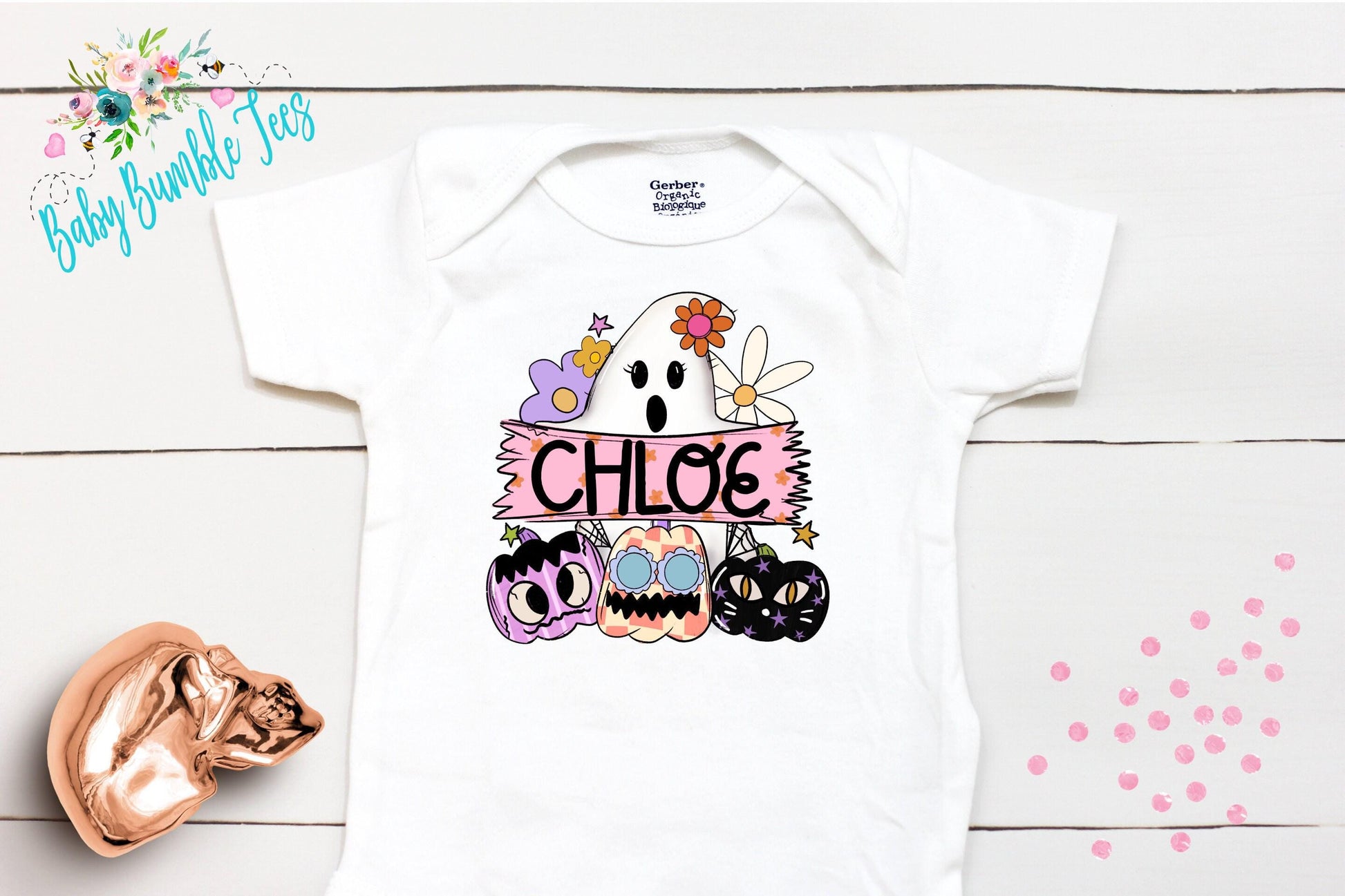 Girls Ghost Bodysuit // Personalized Name // Pumpkin Patch // Kids Halloween Shirt // Girls Halloween Shirt // Retro Shirt // Onesies® Brand