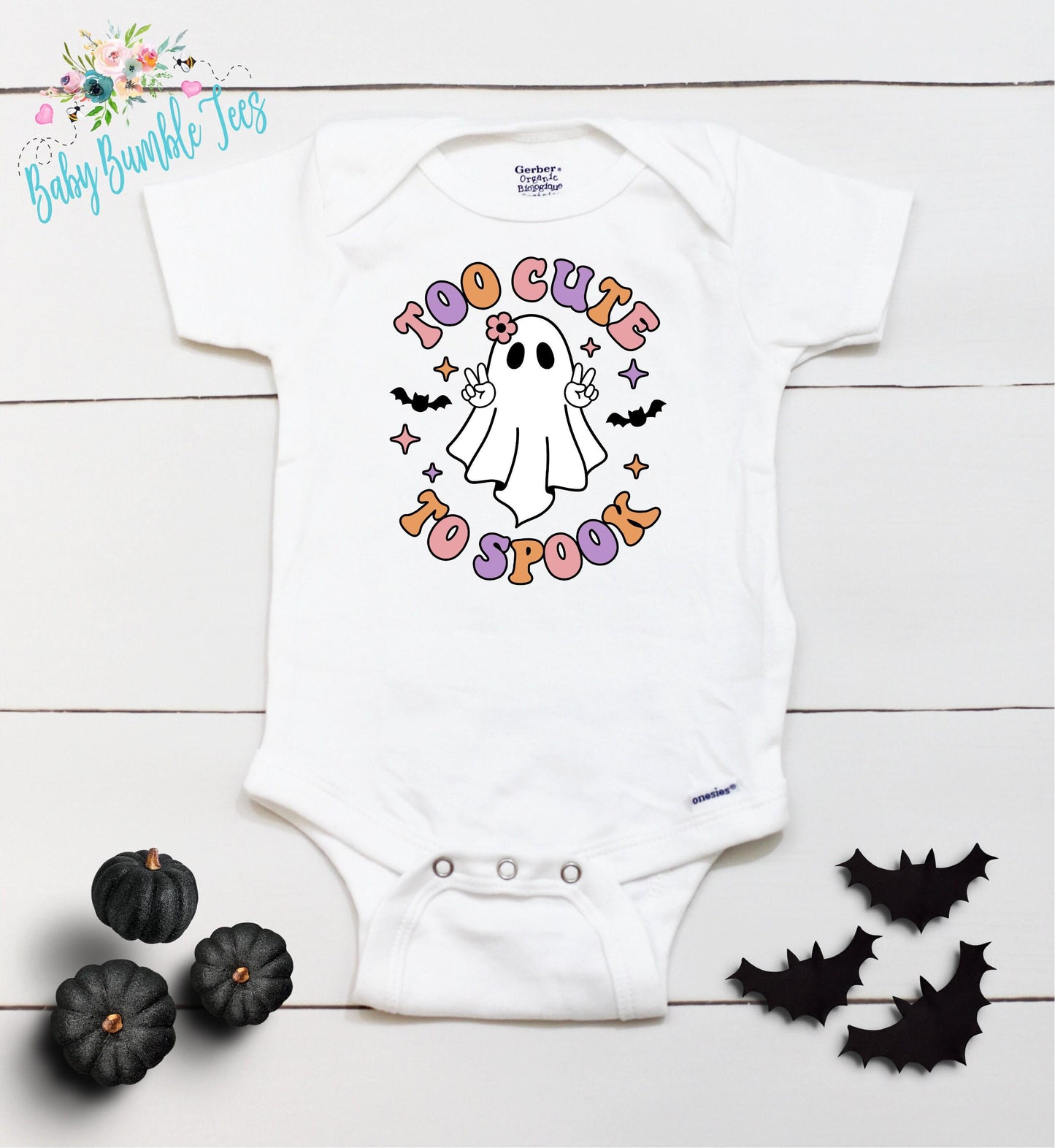 Too Cute To Spook Bodysuit // Girls Halloween // Ghost Kids Shirt // Kids Halloween Shirt // Retro Halloween // Fall Shirt / Onesies® Brand