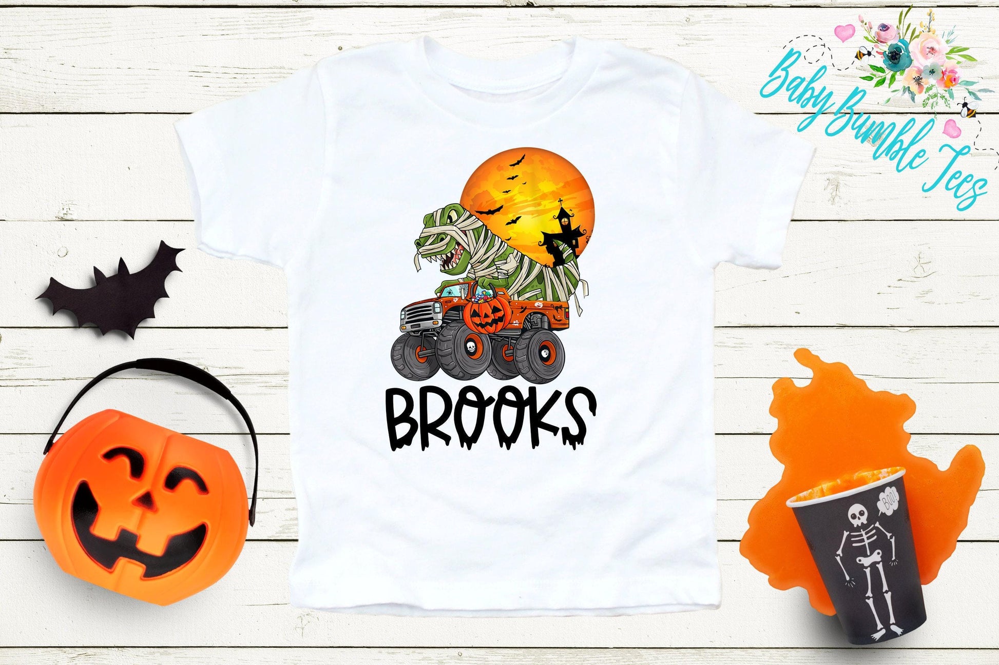 Halloween Monster Truck Shirt // Personalized Name // Boys Halloween Shirt // Toddler Shirt // Kids Shirt // Kids Halloween Shirt // T Rex