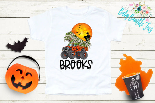 Halloween Monster Truck Shirt // Personalized Name // Boys Halloween Shirt // Toddler Shirt // Kids Shirt // Kids Halloween Shirt // T Rex