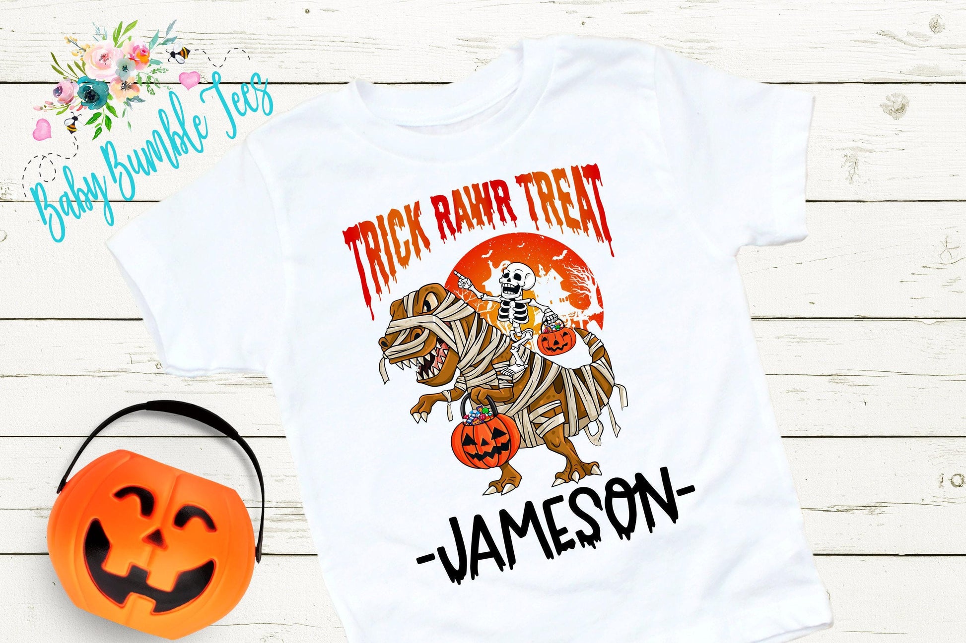 Halloween T Rex Shirt // Personalized Name // Boys Halloween Shirt // Toddler Shirt // Kids Shirt // Kids Halloween Shirt // T Rex