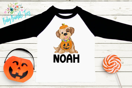 Halloween Puppy Shirt // Personalized Name // Boys Halloween Shirt // Toddler Shirt // Kids Shirt // Kids Halloween Shirt // Kids Fall Shirt