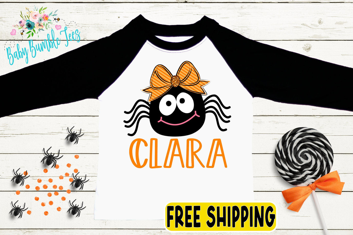 Spider Name Shirt // Personalized Name // Girls Halloween Shirt // Spider Web // Toddler Shirt // Kids Shirt // Kids Halloween Shirt