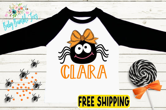 Spider Name Shirt // Personalized Name // Girls Halloween Shirt // Spider Web // Toddler Shirt // Kids Shirt // Kids Halloween Shirt