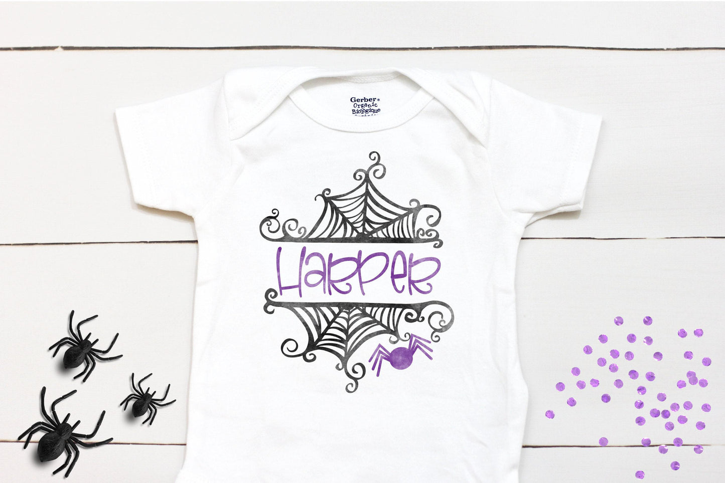 Spider Web Name // Spider Web // Halloween // Baby Girl // Girls Halloween // First Halloween // Kids Shirt Onesies® Brand