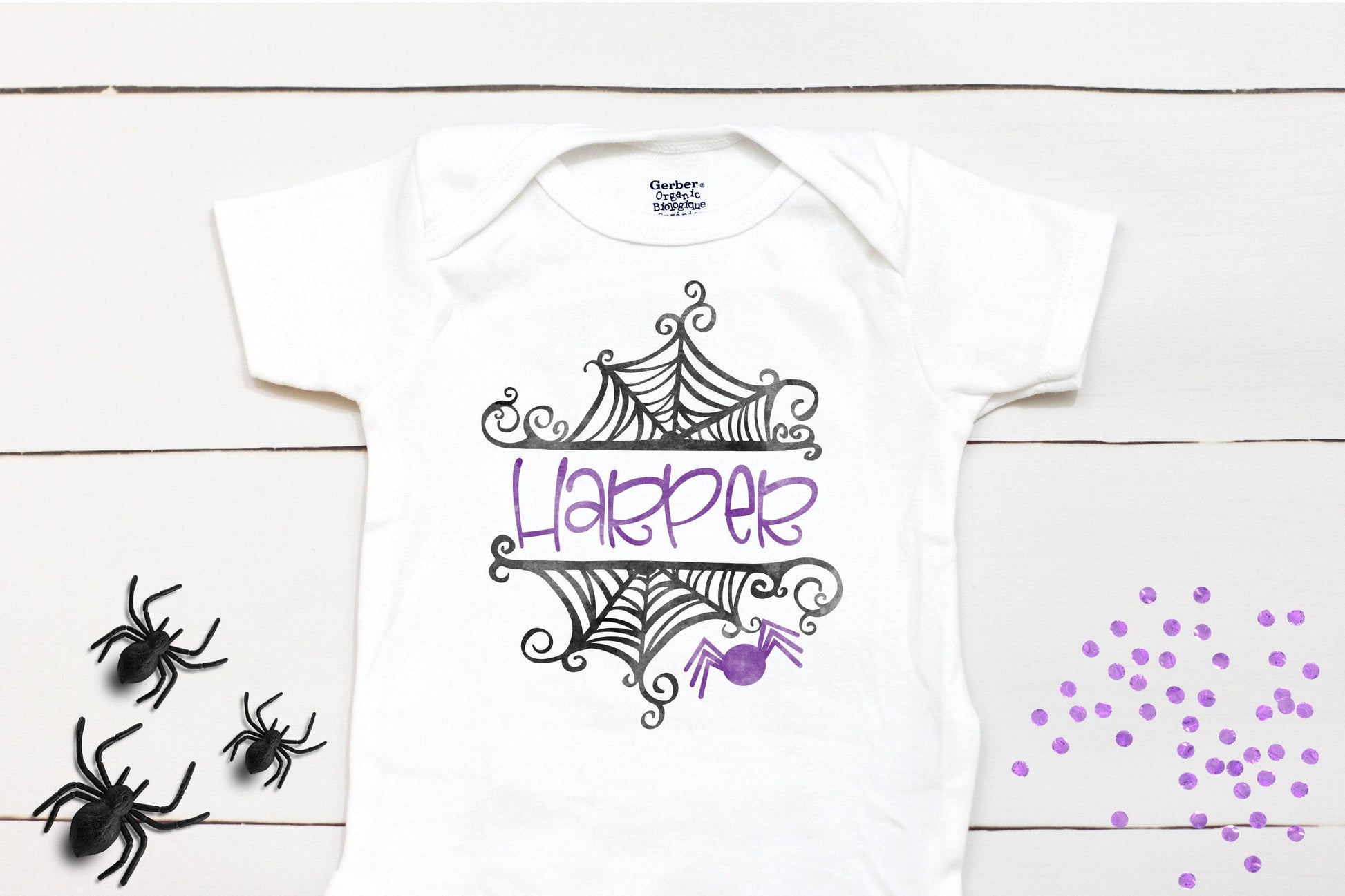 Spider Web Name // Spider Web // Halloween // Baby Girl // Girls Halloween // First Halloween // Kids Shirt Onesies® Brand
