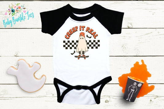 Creep It Real Bodysuit // Boys Halloween // Kids Fall Shirt // Kids Halloween Shirt // My First Halloween // Retro Ghost // Onesies® Brand