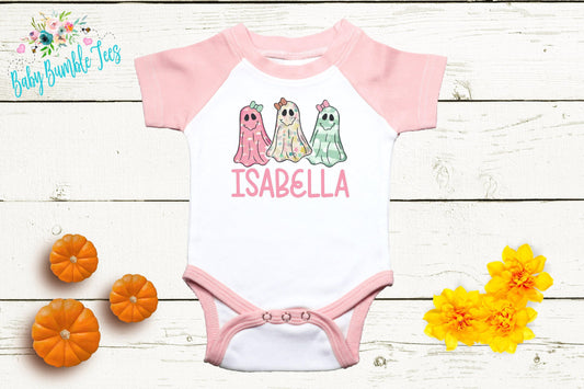 Girls Ghost Bodysuit // Personalized Name // Pumpkin Patch // Kids Halloween Shirt // Girls Halloween Shirt // Retro Shirt // Onesies® Brand