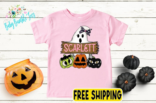 Girls Ghost Shirt // Personalized Name Shirt // Kids Halloween Shirt // Pumpkin patch shirt // Kids Fall Shirt // Girls Halloween Shirt