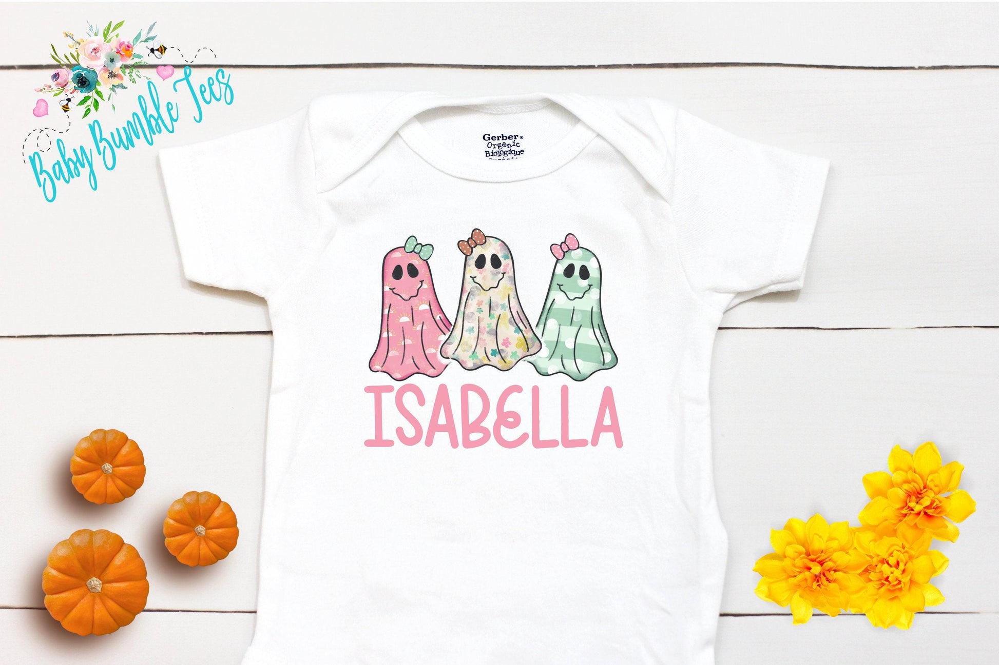 Girls Ghost Bodysuit // Personalized Name // Pumpkin Patch // Kids Halloween Shirt // Girls Halloween Shirt // Retro Shirt // Onesies® Brand