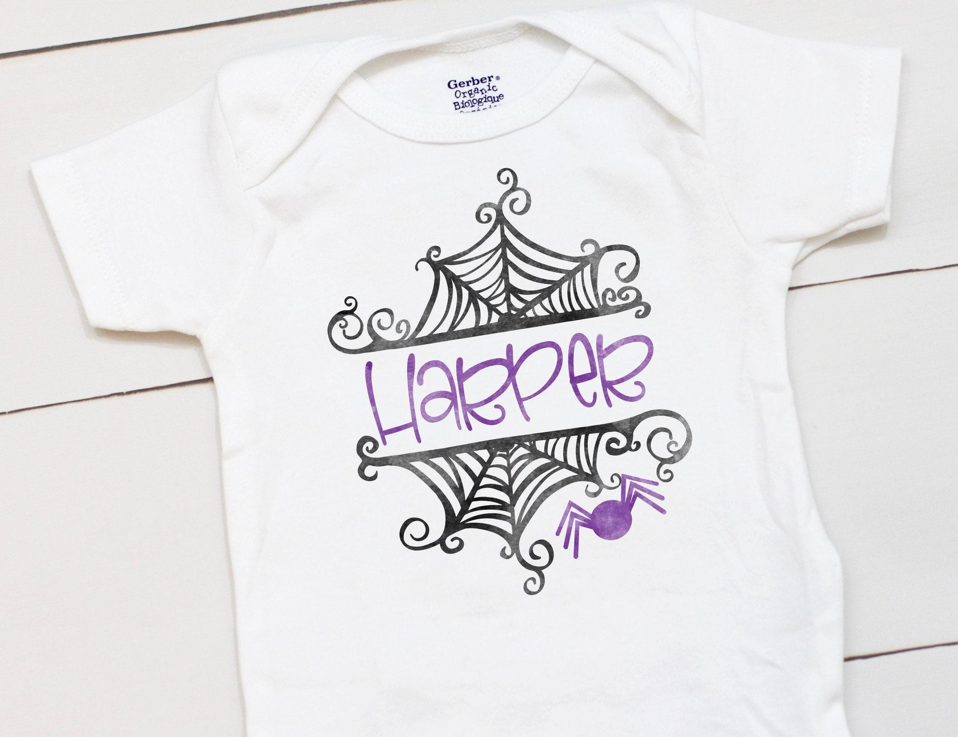 Spider Web Name // Spider Web // Halloween // Baby Girl // Girls Halloween // First Halloween // Kids Shirt Onesies® Brand