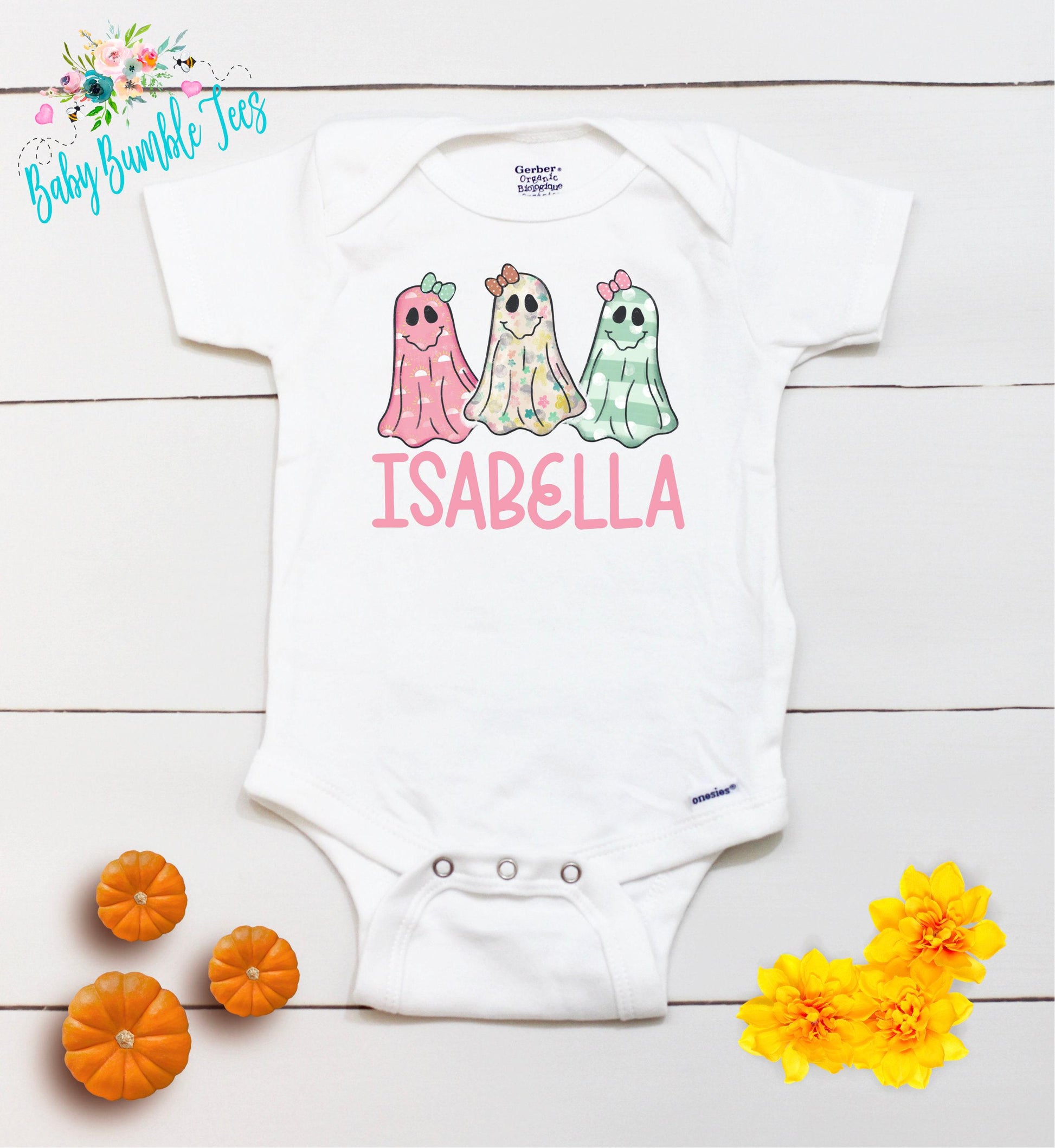 Girls Ghost Bodysuit // Personalized Name // Pumpkin Patch // Kids Halloween Shirt // Girls Halloween Shirt // Retro Shirt // Onesies® Brand