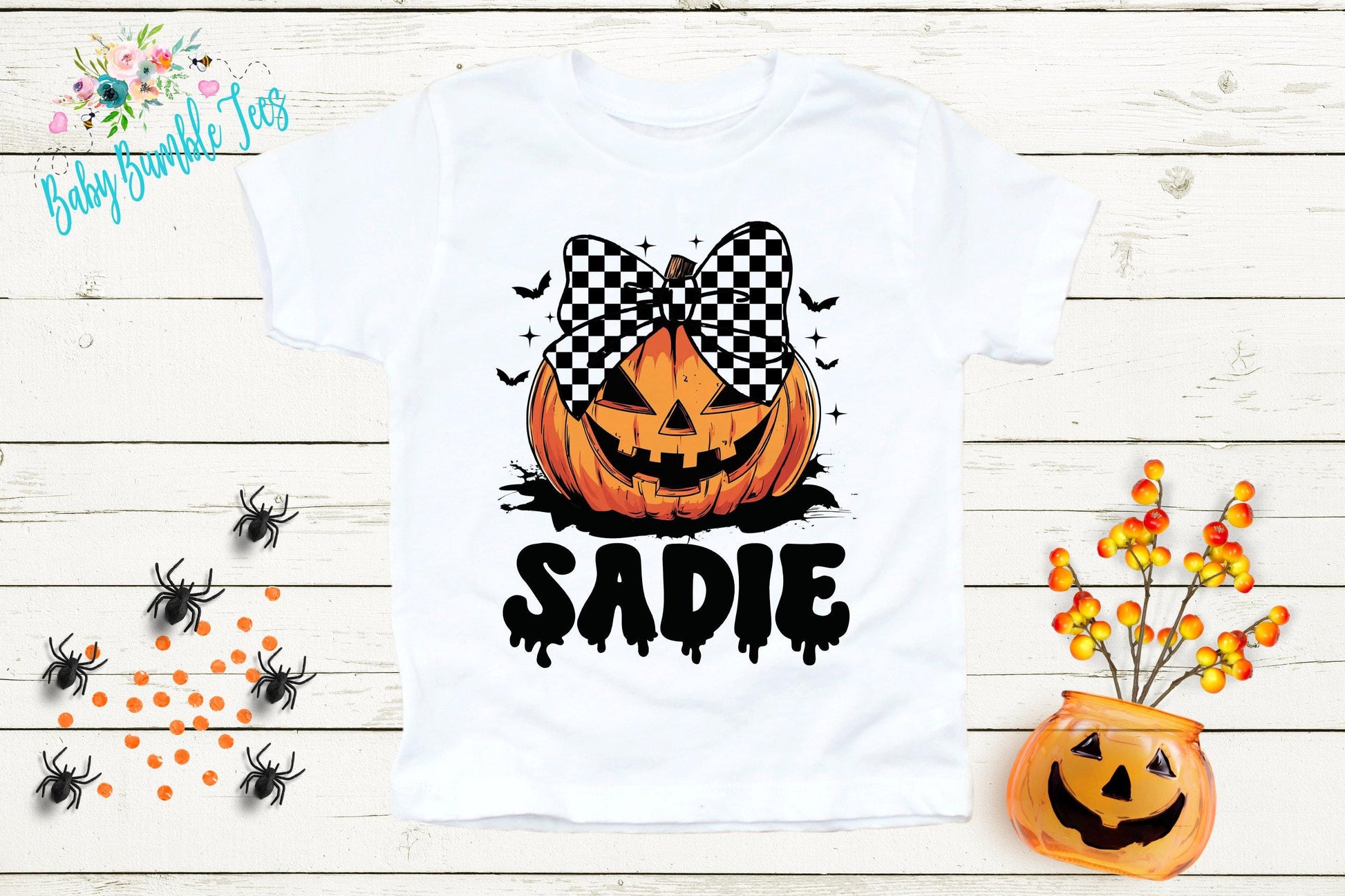 Girls Halloween Shirt - Kids Pumpkin Patch Shirt - Personalized Custom Name - Fall Toddler Tee - Kids Halloween School Shirt - Retro Pumpkin