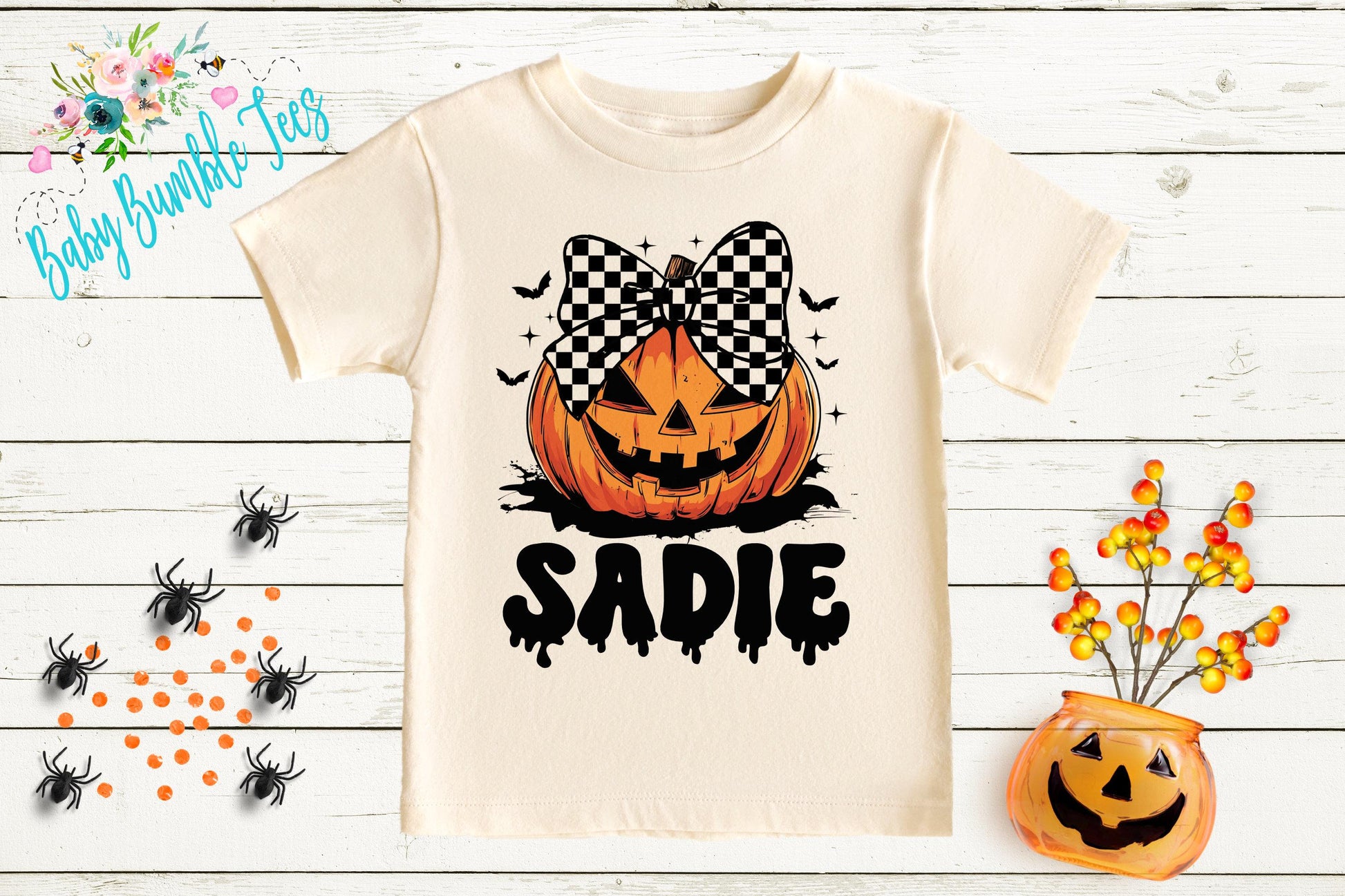 Girls Halloween Shirt - Kids Pumpkin Patch Shirt - Personalized Custom Name - Fall Toddler Tee - Kids Halloween School Shirt - Retro Pumpkin