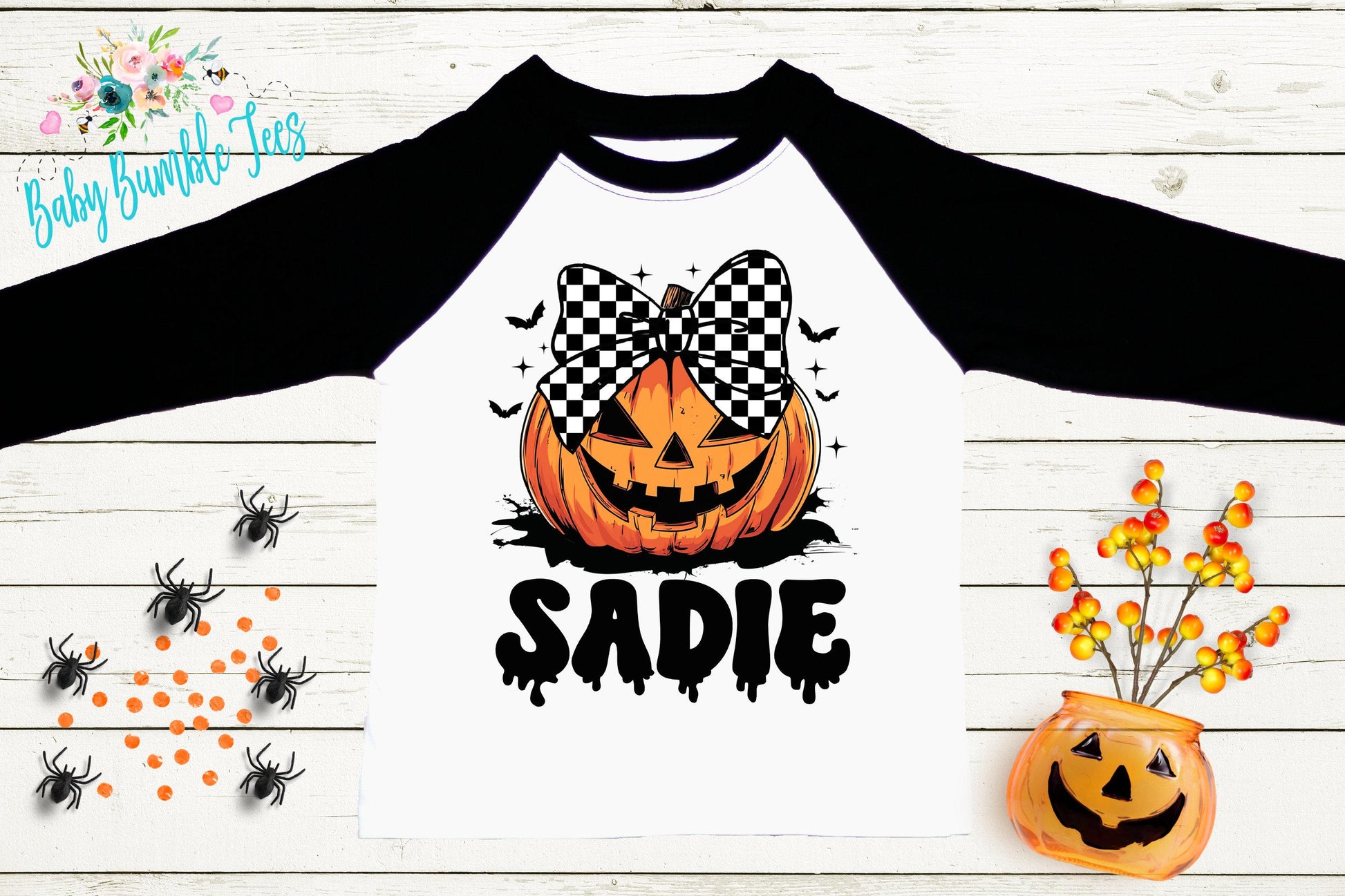 Girls Halloween Shirt - Kids Pumpkin Patch Shirt - Personalized Custom Name - Fall Toddler Tee - Kids Halloween School Shirt - Retro Pumpkin